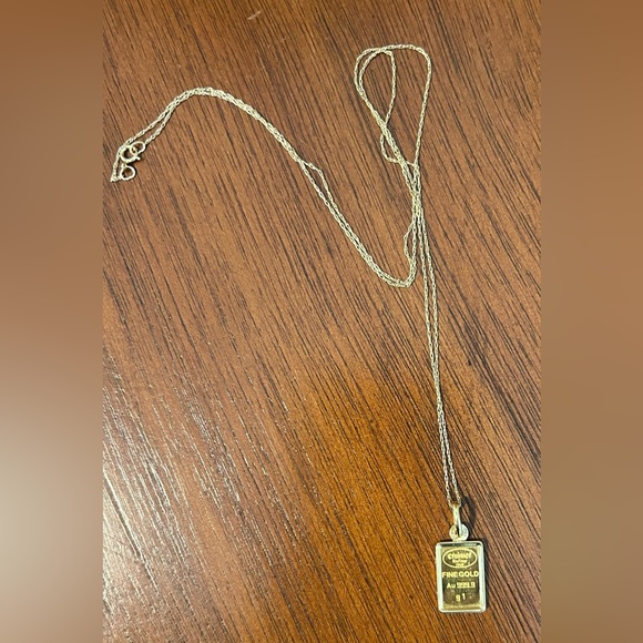 14K Gold Chain with Solid Gold Pendant - Picture 1 of 5